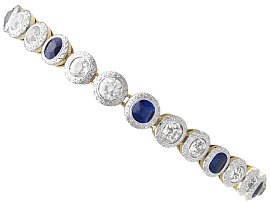 Antique 1.78ct Sapphire and 3.05ct Diamond, 18ct Yellow Gold Bracelet
