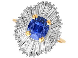 Vintage 3.26ct Sapphire and 2.75ct Diamond, 18ct Yellow Gold Ballerina Ring
