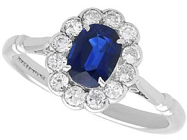 0.90ct Sapphire and 0.36ct Diamond, Platinum Ring - Antique Circa 1930