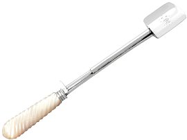 Georgian Mother of Pearl and Sterling Silver Cheese Scoop