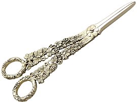 Easrly Victorian Sterling Silver Gilt Grape Scissors