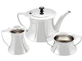 Sterling Silver Bachelor Three Piece Tea Set - Art Nouveau - Antique Edwardian (1909)