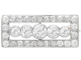 Art Deco 3.18ct Diamond Rectangular Brooch in 14ct Yellow Gold