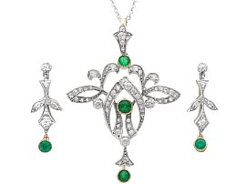 Victorian Emerald and 1.95ct Diamond, 9ct Yellow Gold Jewellery Set