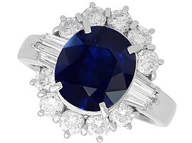 3.18ct Sapphire and 1.05ct Diamond, Platinum Cluster Ring