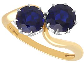 Antique 1.60ct Basaltic Sapphire, 18ct Yellow Gold Twist Ring