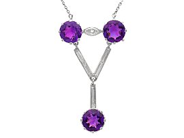 Diamond and 3.90ct Amethyst Pendant - Antique Circa 1935