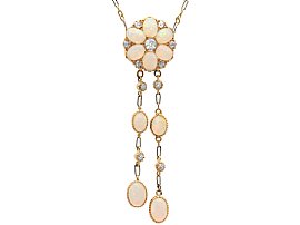 Boxed 2.10ct Opal and Diamond, 15ct Yellow Gold Pendant