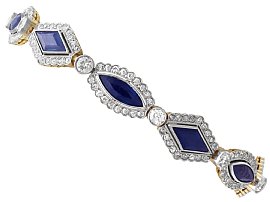 9.75ct Sapphire and 6.95ct Diamond, 18ct Yellow Gold Bracelet - Antique Circa 1915