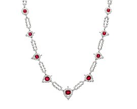 Victorian 9.20ct Ruby and 9.78ct Diamond, 9ct Yellow Gold Necklace