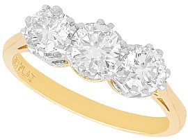 Antique 1.53ct Diamond and 18ct Yellow Gold Trilogy Ring