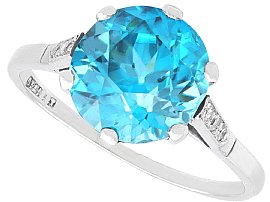 6.17ct High Zircon and Diamond, 18ct White Gold Solitaire Ring - Antique Circa 1930
