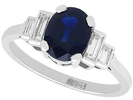 1930s 1.95ct Oval Sapphire and Diamond Engagement Ring