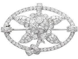 Edwardian 3.11ct Diamond and Platinum Brooch
