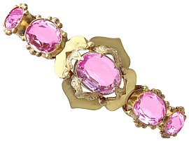 15.60ct Pink Topaz and 18ct Yellow Gold Bracelet - Antique Circa 1900