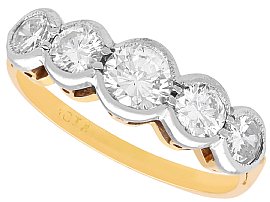 1.16ct Diamond and 18ct Yellow Gold Five Stone Ring - Vintage Circa 1950