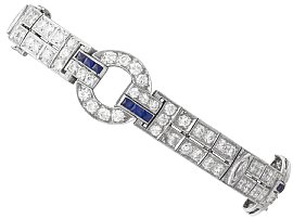 Antique Sapphire and 8.95ct Diamond, Platinum Bracelet - Art Deco