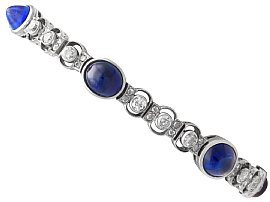 14.5ct Sapphire and 2.10ct Diamond, 18ct White Gold Bracelet - Antique Circa 1930