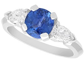 Vintage 1.83ct Sapphire and Pear Diamond, Platinum Ring