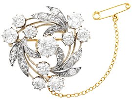 Victorian 8.58ct Diamond and 12ct Yellow Gold Sheath Swirl Brooch