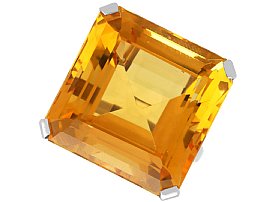 Vintage 46.63ct Citrine and 18ct White Gold Cocktail Ring - Vintage Circa 1950