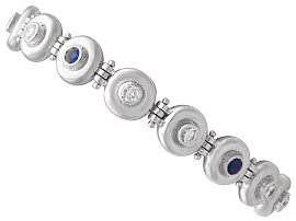 Vintage 0.72ct Sapphire and 1.80ct Diamond, 18ct White Gold Bracelet