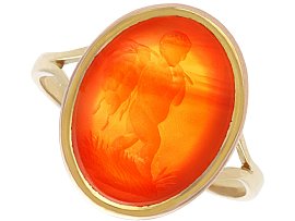 4.80ct Agate and 9ct Yellow Gold Intaglio Ring - Antique Circa 1830