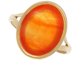 4.80ct Agate and 9ct Yellow Gold Intaglio Ring - Antique Circa 1830