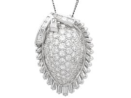Vintage 3.92ct Diamond and 10ct White Gold Organic Pendant