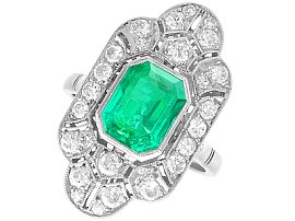 2.50ct Colombian Emerald and 1.12ct Diamond, Platinum Dress Ring - Antique Circa 1925