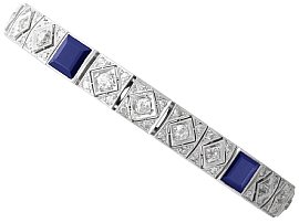 1920s 10.00ct Basaltic Sapphire and 4.25ct Diamond, Platinum Bracelet