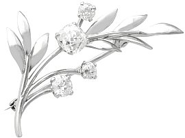 1.76ct Diamond and 18ct White Gold Floral Brooch - Antique Circa 1900