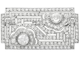 Art Deco 5.54ct Diamond and Platinum Brooch