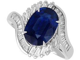 3.32ct Sapphire and 0.73ct Diamond, Platinum Cluster Ring - Contemporary Circa 2010