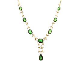 27.75ct Tourmaline and Seed Pearl, 14ct Yellow Gold Necklace - Antique Circa 1890