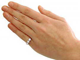 Diamond & 18ct White Gold Trilogy Ring distanced wearing image