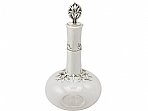 Blown and Acid Etched Glass, Sterling Silver Mounted Decanter - Antique Victorian