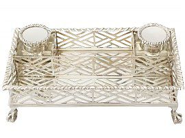 Sterling Silver Gallery Inkstand - Antique George V