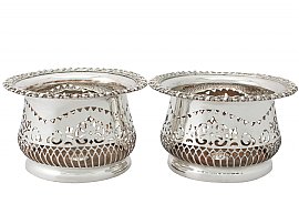Electroplated Silver Bottle Coasters - Antique Circa 1940