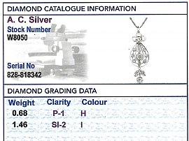 Victorian Diamond Pendant Grading Card