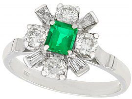 0.38 ct Emerald and 0.54 ct Diamond, 18 ct White Gold Dress Ring - Contemporary 2008