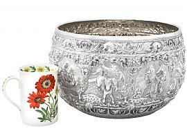 Burmese Silver Bowl Antique 