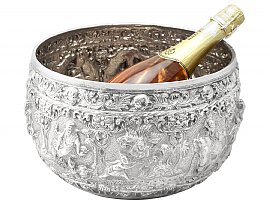 Burmese Silver Bowl with Bottle 