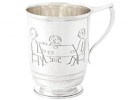 Sterling Silver Christening Mug by Roberts & Belk - Art Deco - Antique George VI; W8082