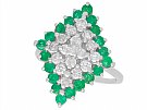0.58 ct Emerald and 1.36 ct Diamond, 18 ct White Gold Dress Ring - Vintage 1975