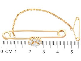 1900s Yellow Gold Diamond Bar Brooch size