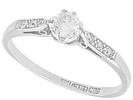 0.22ct Diamond and 18ct White Gold Solitaire Ring - Vintage and Contemporary