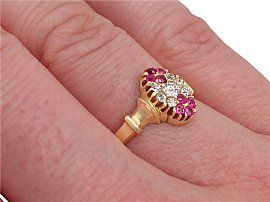 Edwardian Ruby Ring in Yellow Gold Wearing Hand