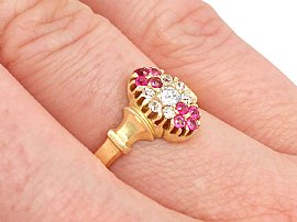 Edwardian Ruby Ring in Yellow Gold Wearing Hand