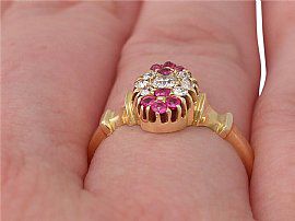 Edwardian Ruby Ring in Yellow Gold Wearing Finger